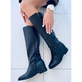 Botas sobre la cuña oculta Solange Black negro 1