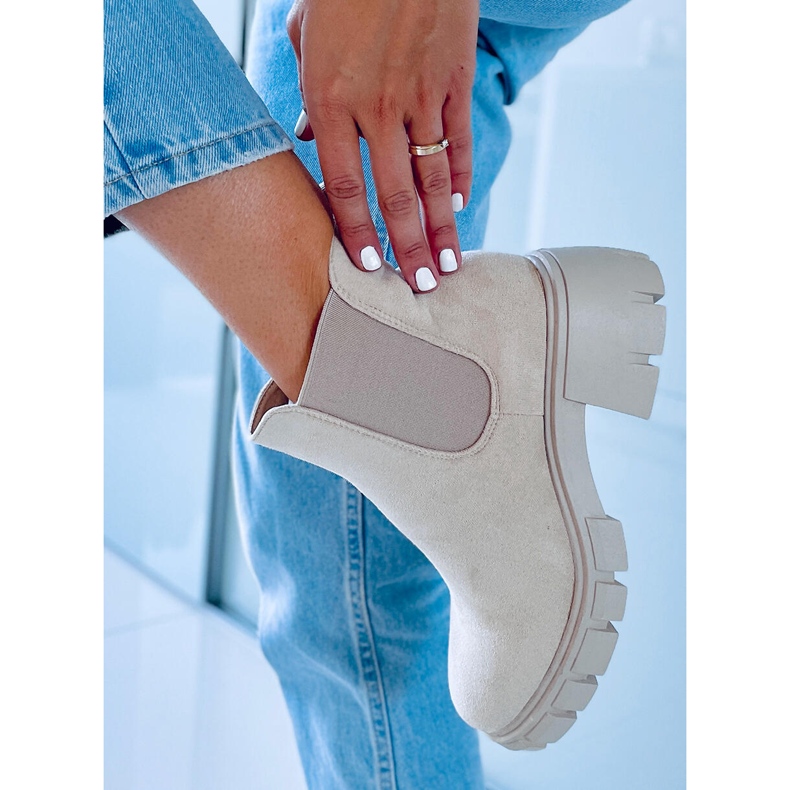 Botines Chelsea Mujer Aime Ante Beige 1