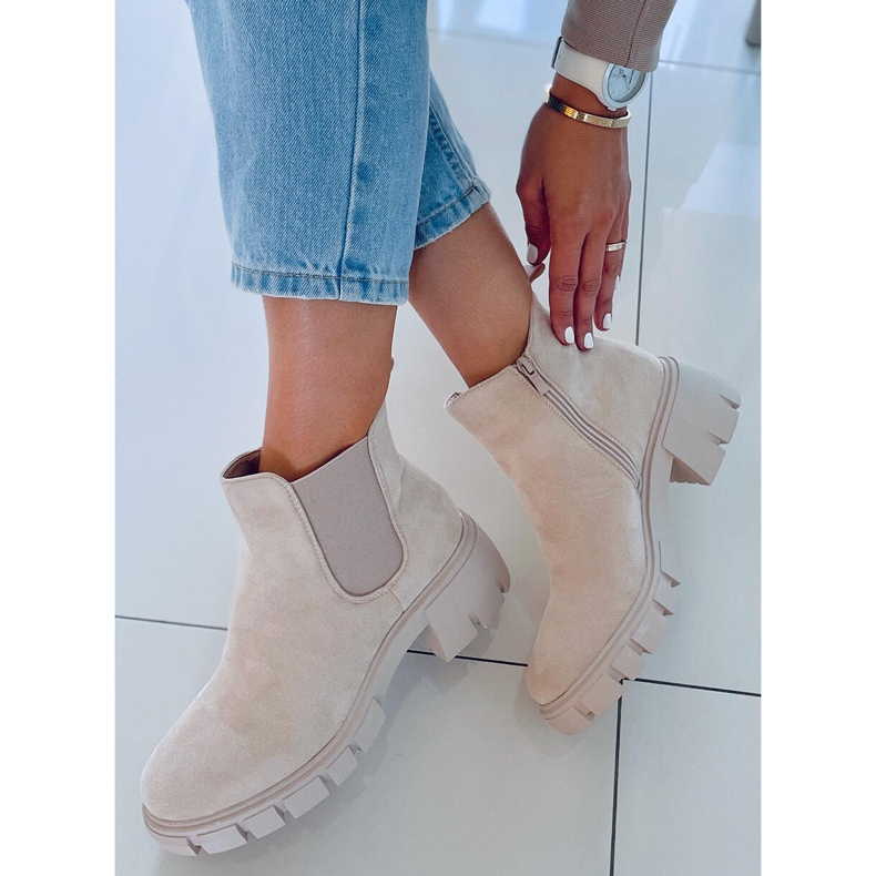 Botines Chelsea Mujer Aime Ante Beige 2 Botines Chelsea Mujer Aime Ante Beige 2