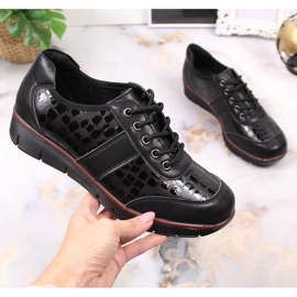 Zapatos de cordones en piel negra para mujer Filippo negro 2