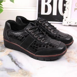 Zapatos de cordones en piel negra para mujer Filippo negro 3