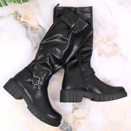 Jezzi Botas negras de mujer con hebilla ajustable Vinceza negro 1