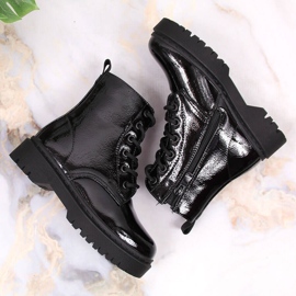 Black Vinceza botas aislantes lacadas en negro para niña 2