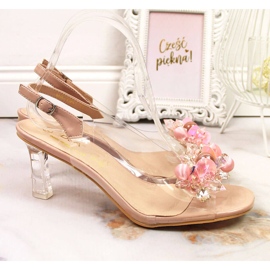 D&A Sandalias transparentes en el talón con abalorios DA rosa incoloro 4