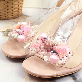 D&A Sandalias transparentes en el talón con abalorios DA rosa incoloro 5