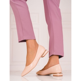 Zapatos de tacón beige de mujer con tacón bajo Shelovet 2
