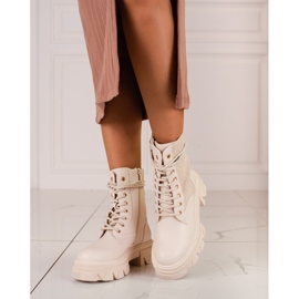 Botas de mujer con plataforma y parte superior Shelovet flexible beige 2