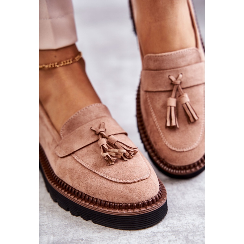 Vinceza Zapatos De Mujer En Gamuza Sobre Una Plataforma Beige Unni 2