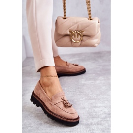 Vinceza Zapatos De Mujer En Gamuza Sobre Una Plataforma Beige Unni 5