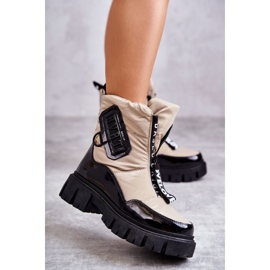 PM1 Botas De Nieve Cálidas De Mujer Beige Y Negro Con Cremallera Marit 2 PM1 Botas De Nieve Cálidas De Mujer Beige Y Negro Con Cremallera Marit 2