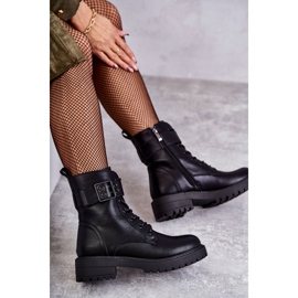 PJ1 Botas De Mujer Con Cordones Y Tacón Plano Negro Firmina 1 PJ1 Botas De Mujer Con Cordones Y Tacón Plano Negro Firmina 1