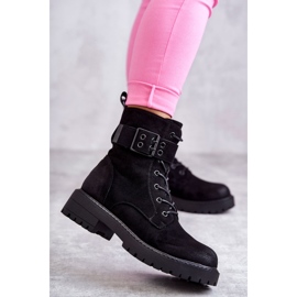 Botas Mujer Ante Cordones Tacón Plano Negro Firmina 2