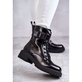 PJ1 Botas Mujer Lacadas Con Cordones Tacón Plano Negro Firmina 1 PJ1 Botas Mujer Lacadas Con Cordones Tacón Plano Negro Firmina 1
