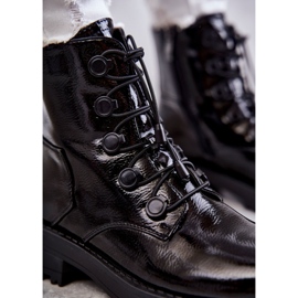 PJ1 Botas Cálidas De Mujer Lacadas Con Canalé Helia Negro 2