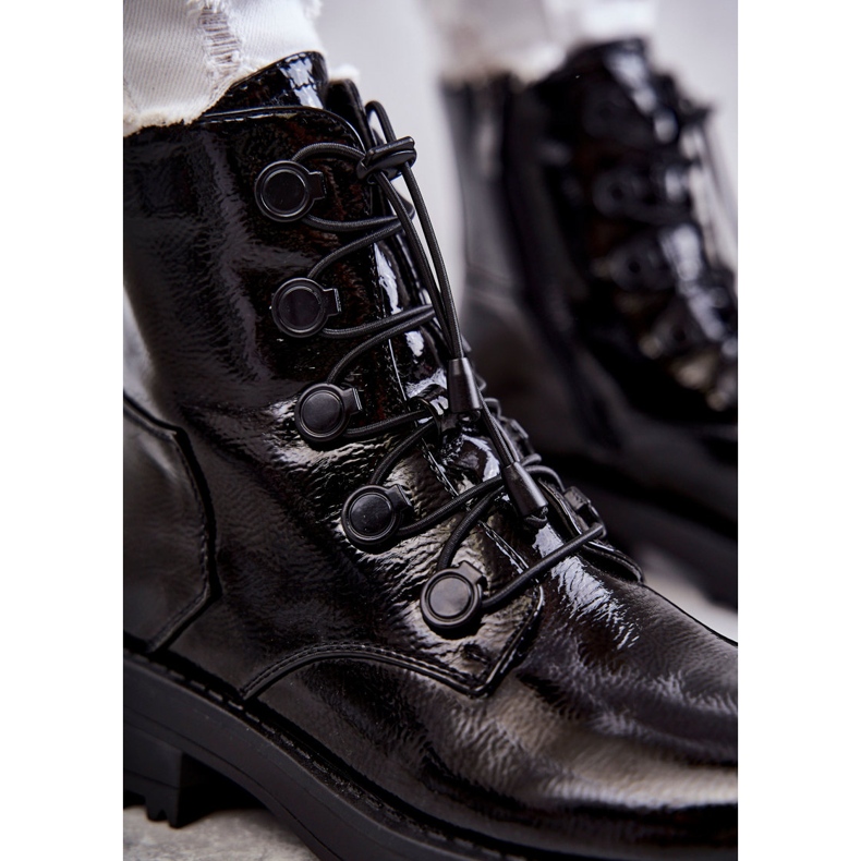 PJ1 Botas Cálidas De Mujer Lacadas Con Canalé Helia Negro 2