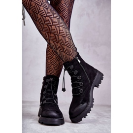 Botas Cálidas De Mujer De Ante Con Canalé Helia Negro 2