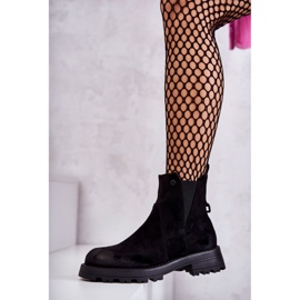 PJ1 Botas Calientes De Ante Trabajadores Con Tacón Plano Salomé Negro 5