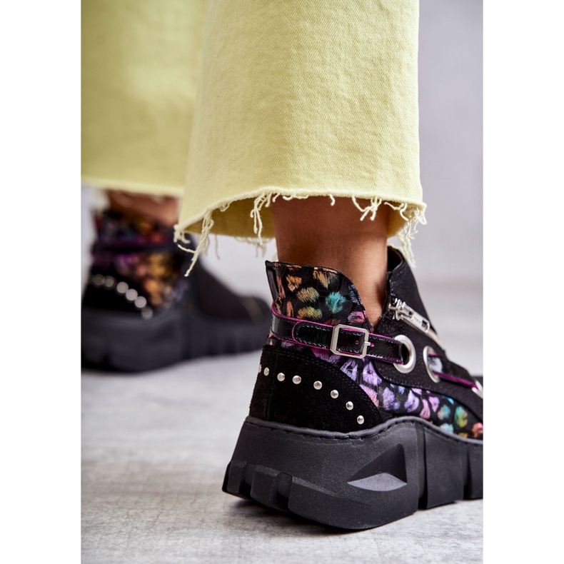 Botas de cuero Maciejka con motas 05660-20 Negro multicolor 2
