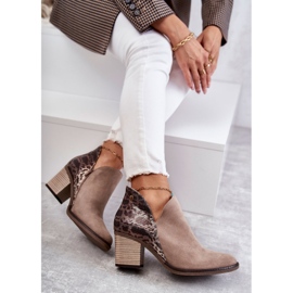 Botas de cuero para mujer con tacón alto Maciejka Beige 04492-43 marrón 6