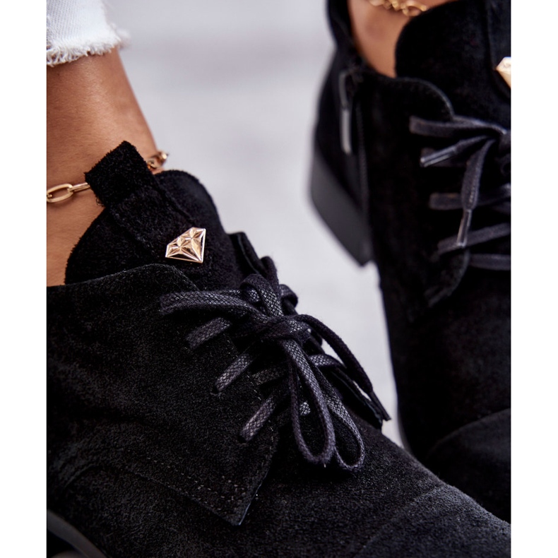 Botines Ante Botines Cordones Nicole 2781 Negro 2