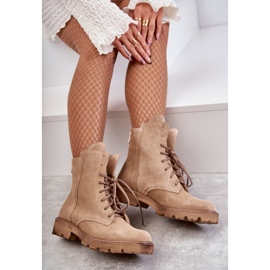 Botas de ante con cremallera Nicole 2754 Beige marrón 5