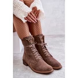 Botines de ante con cordones y adorno nicole 2750 marrón 8