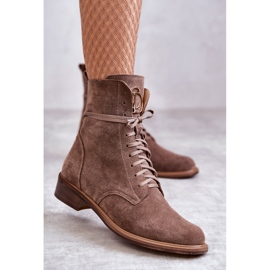 Botines de ante con cordones y adorno nicole 2750 marrón 1