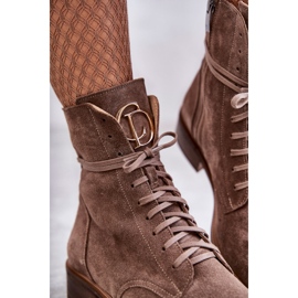 Botines de ante con cordones y adorno nicole 2750 marrón 2
