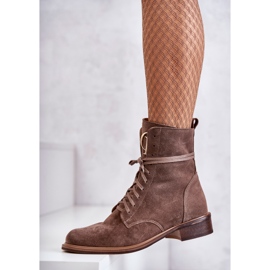 Botines de ante con cordones y adorno nicole 2750 marrón 5