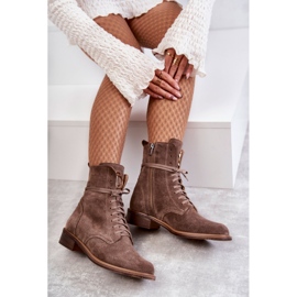 Botines de ante con cordones y adorno nicole 2750 marrón 6