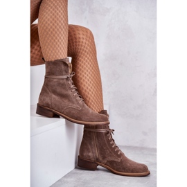 Botines de ante con cordones y adorno nicole 2750 marrón 7