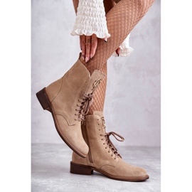 Botas de ante con cordones y adorno nicole 2750 beige 5
