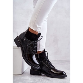 Vinceza Botas cálidas con cordones en negro lacado Cathrine 6