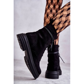 S.Barski Botas Mujer Ante Atadas Negras Afra negro 3