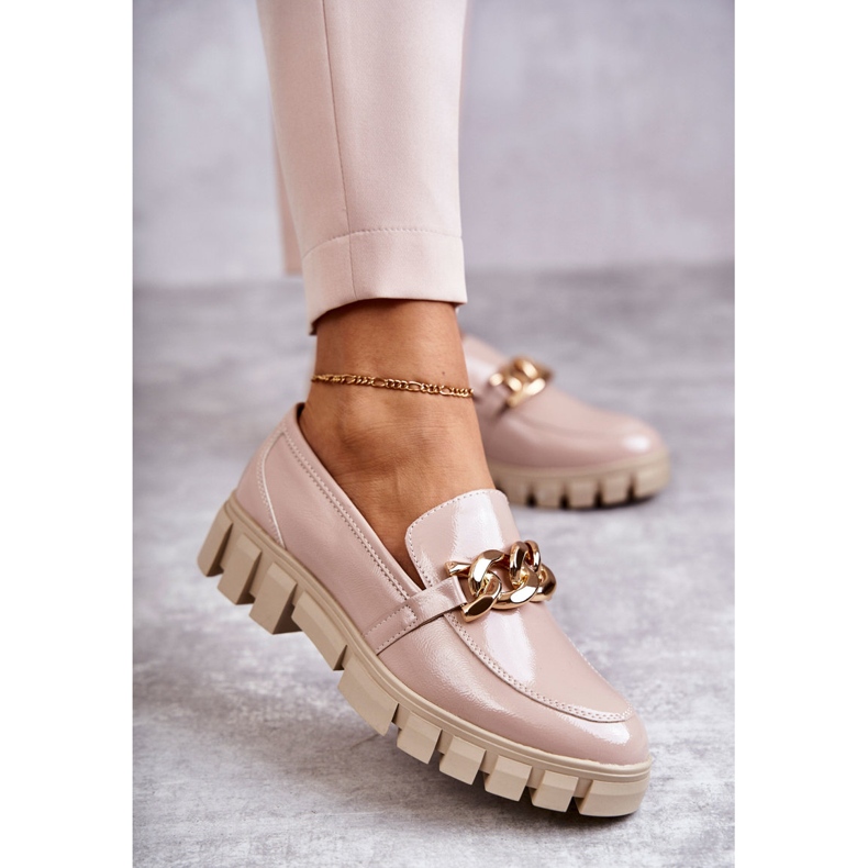 Sergio Leone Mocasines Lacados Con Plataforma Beige Inger 1