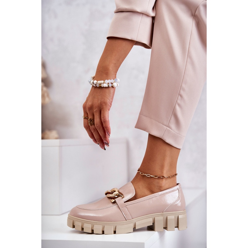 Sergio Leone Mocasines Lacados Con Plataforma Beige Inger 2