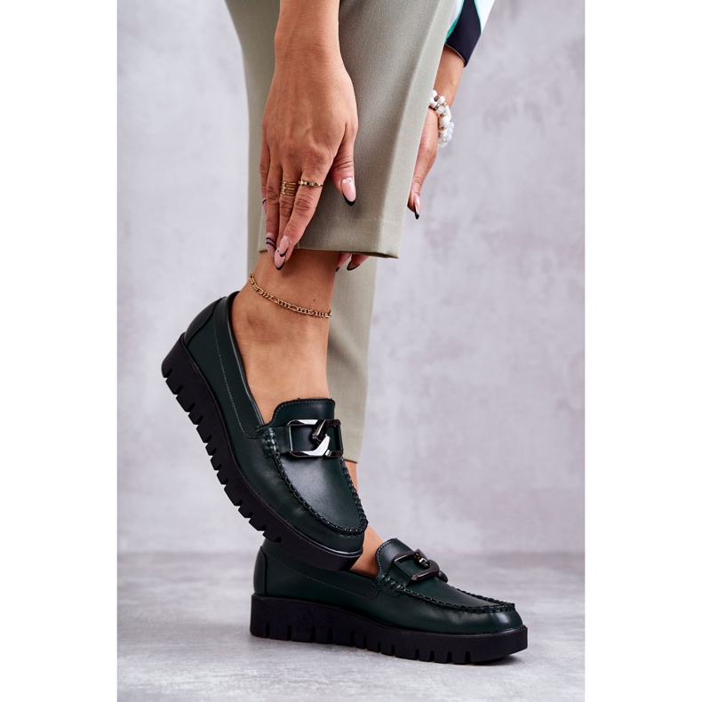 Sergio Leone Mocasines con Plataforma Verde Kjersti 2