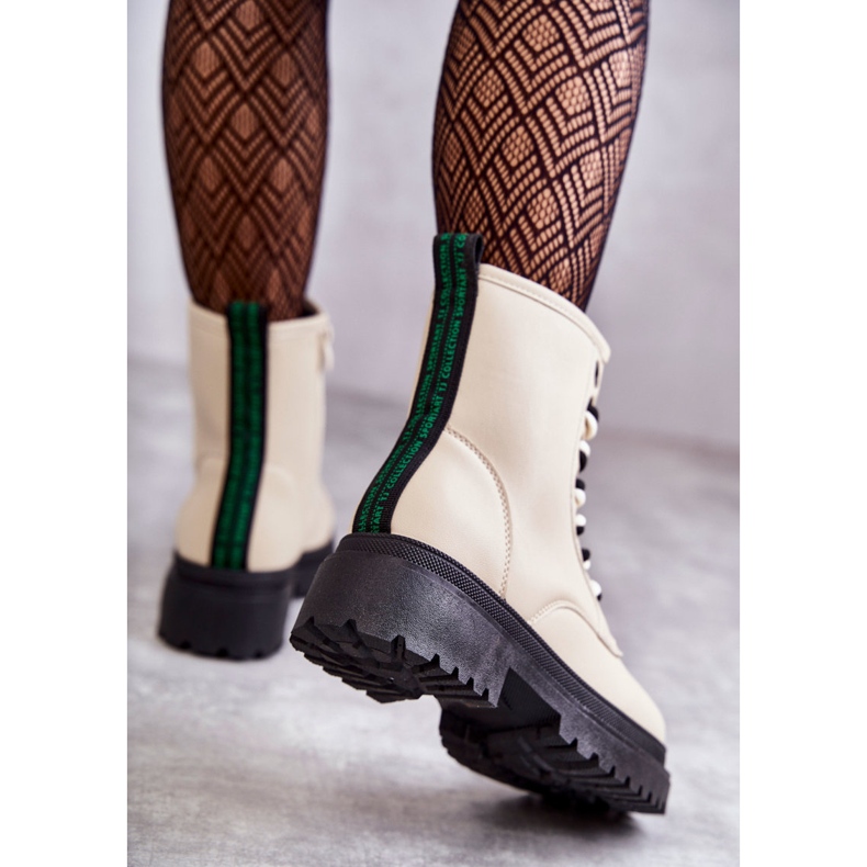 Botas Mujer Piel Workers Beige Claro Denila 2