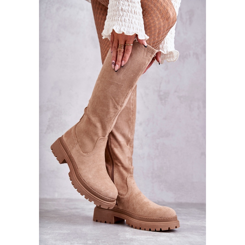 PE1 Botas Cálidas Hasta La Rodilla Mujer Helma Beige 2