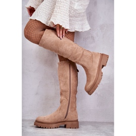 PE1 Botas Cálidas Hasta La Rodilla Mujer Helma Beige 3