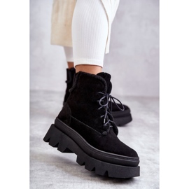 Botas cálidas de ante con cordones Negro Elisabeth 2