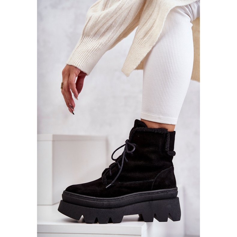 Botas cálidas de ante con cordones Negro Elisabeth 1 Botas cálidas de ante con cordones Negro Elisabeth 1