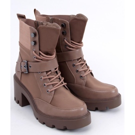 Botines tacón cordones Brooks Khaki beige marrón 5