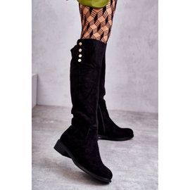 S.Barski Botas de tacón plano de ante negro Laura Warm 1