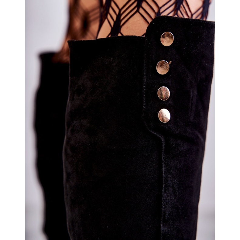 S.Barski Botas de tacón plano de ante negro Laura Warm 2