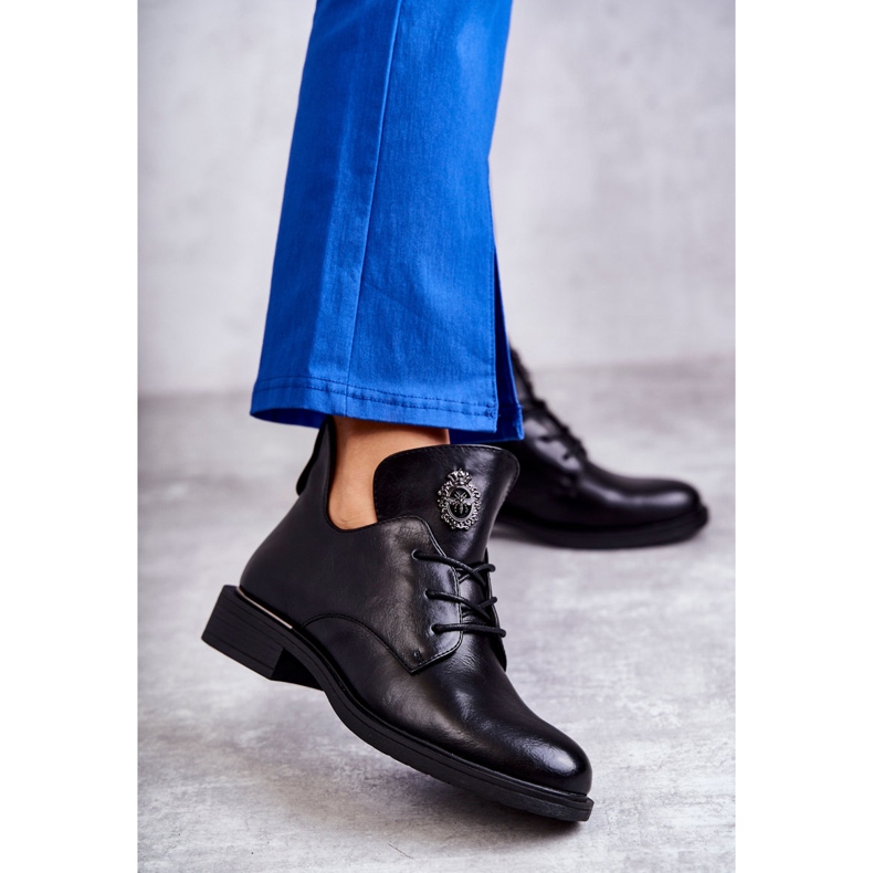 Vinceza Botas De Cuero Con Cordones Y Recortes Black Fabiana negro 1