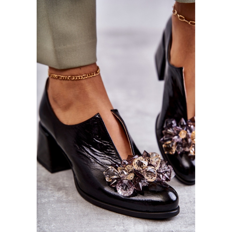 PA2 Zapato Piel Liso Adorno Brillante Negro Delaver 1