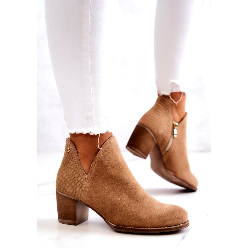 PL5 Botas mujer de piel con tacón Camel Larsa marrón 1