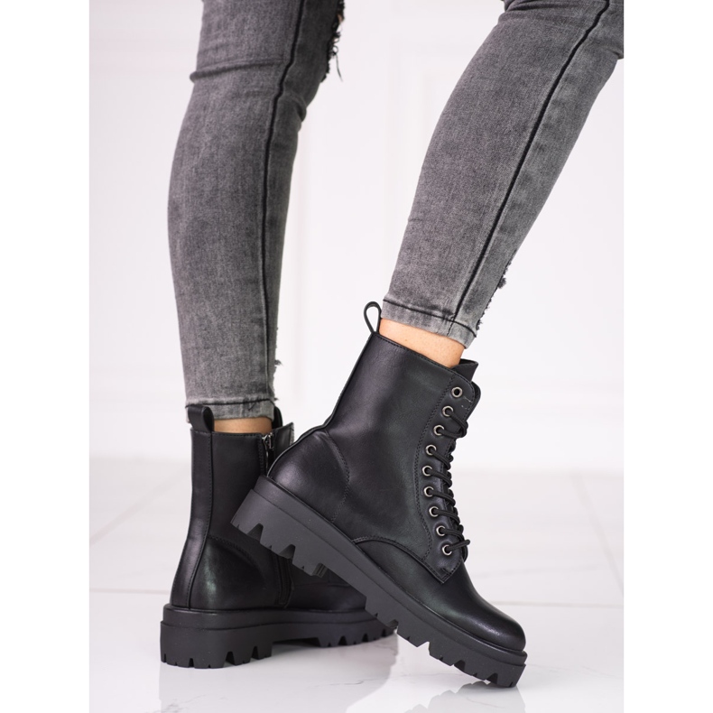 Botas de cordones Shelovet negras para mujer negro 2
