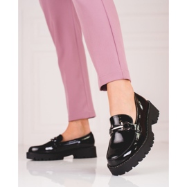 Mocasines de mujer con suela gruesa Shelovet negro 2
